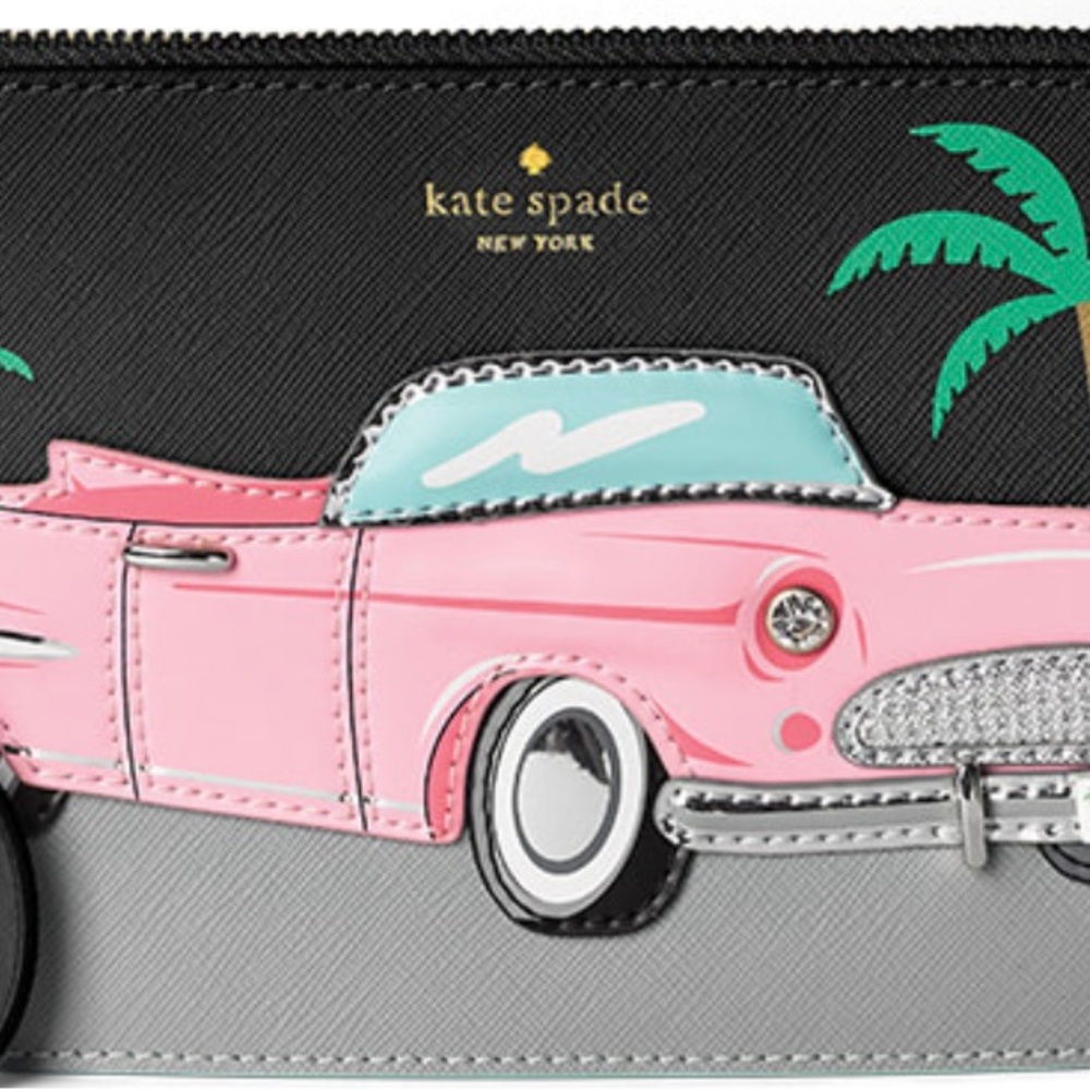 Kate Spade Pink Car and Palm Tree Clutch